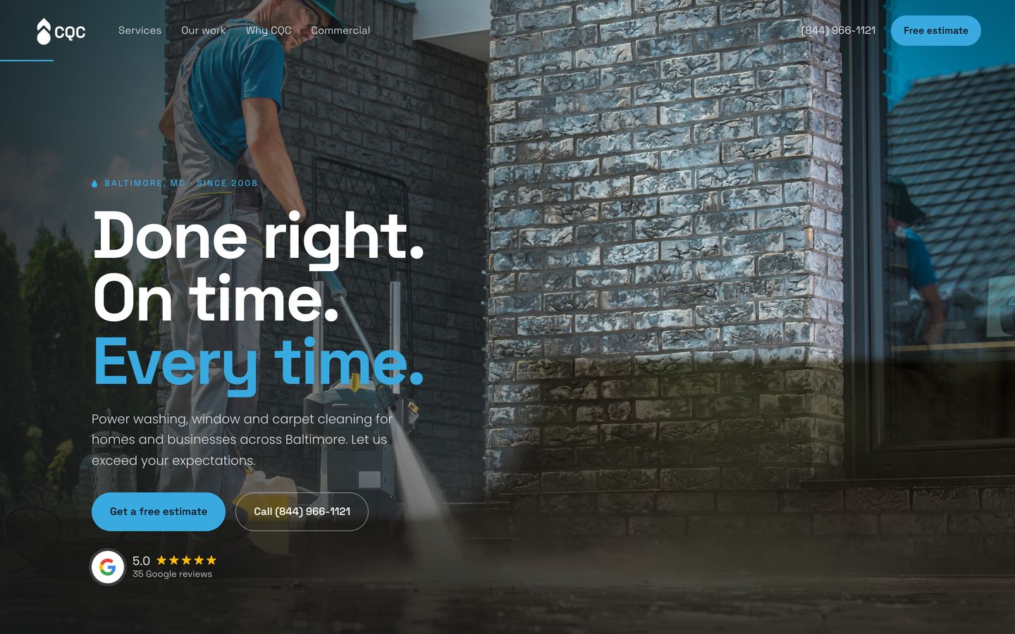 Draft website for Clean CQC, power washing and cleaning in Baltimore
