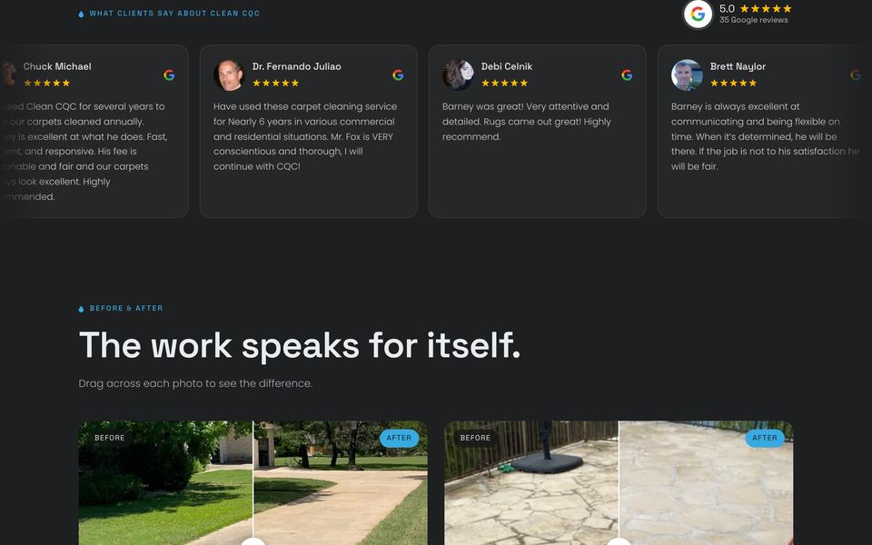 Reseñas de Google de clientes de Clean CQC
