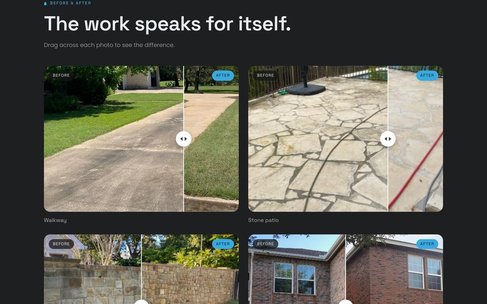 Antes y después de trabajos de hidrolavado